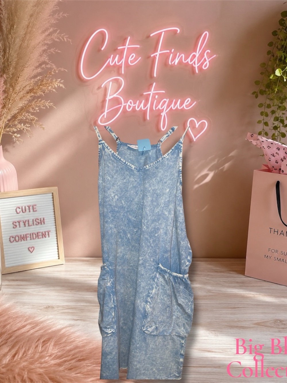 Women's Light Blue Washed Pocket Shorts Romper
